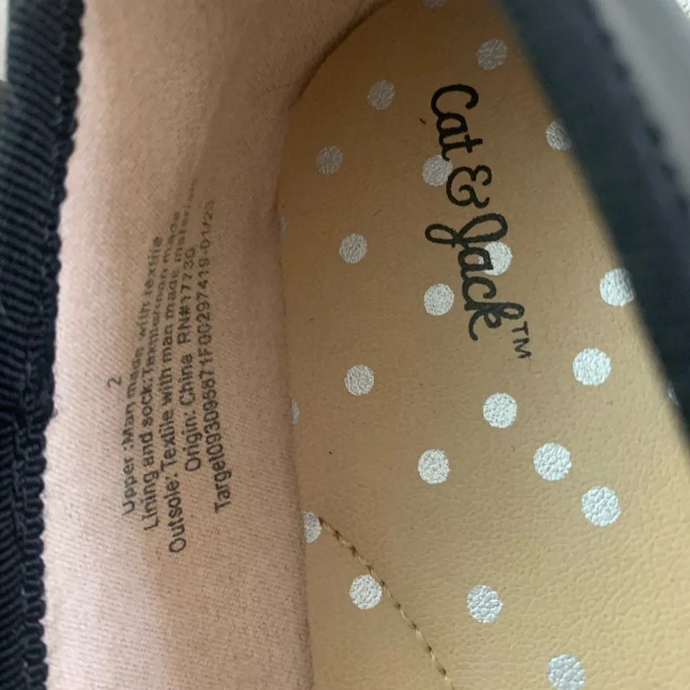 Lot of 2 Cat & Jack Black Girls' Flats Set with Studded Mary Jane & Bow Ballet